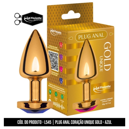 plug Plug Anal S Gold Corazon Azul - La Pimienta - Image 1