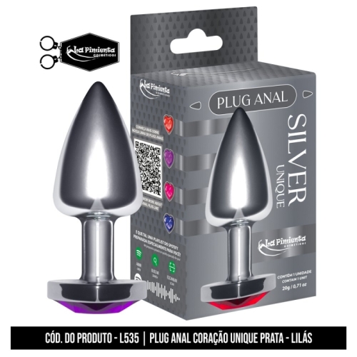 silver Plug Anal S Silver Corazon Lilas - La pimienta - Image 1
