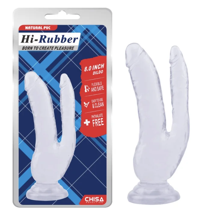 CHISA-CN-711916420-Dildo-Clear Dildo Doble Hi-Rubber 8" - CHISA - Image 1