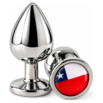 Plug Anal Talla L Plateado con Diseño Bandera Chilena