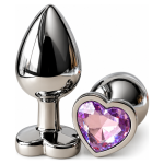 Plug Anal talla L Plateado con Cristal Corazón