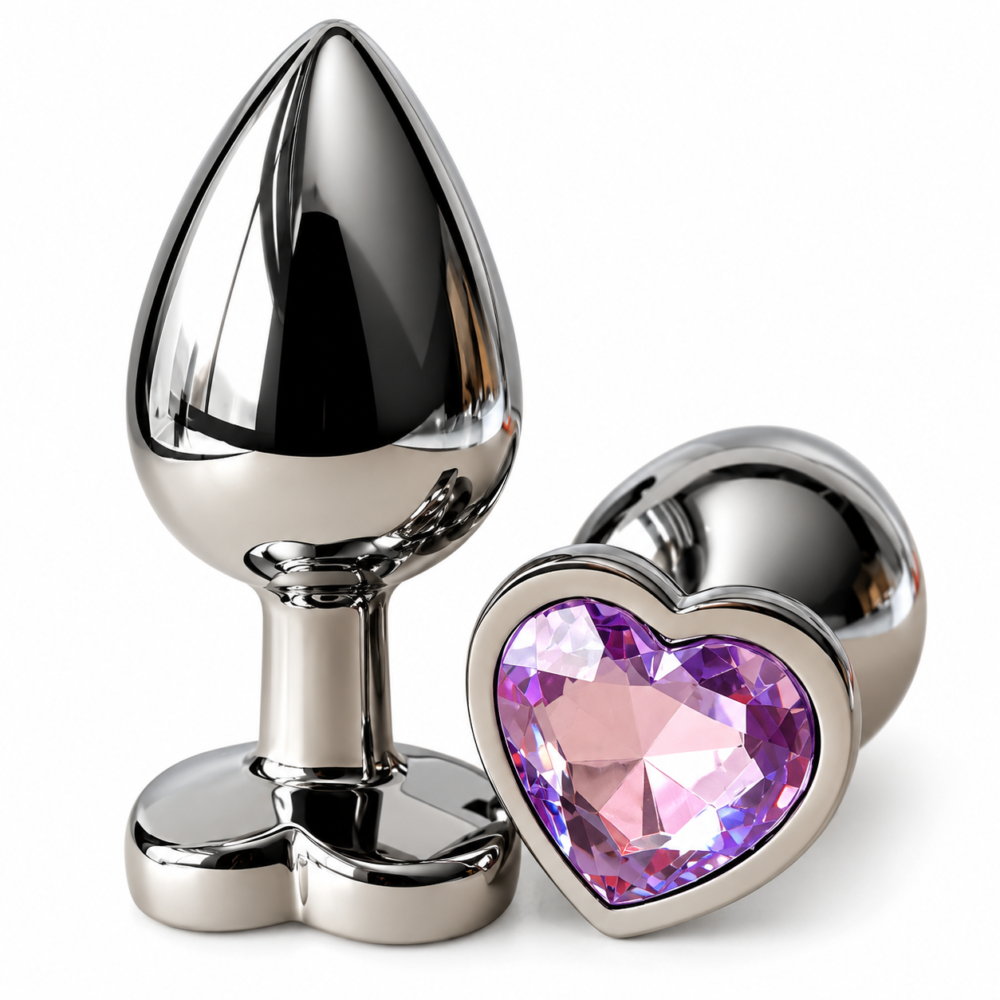 882edbdd-04ee-47d8-9c53-8b72777d67d3 Plug Anal talla L Plateado con Cristal Corazón - Image 1
